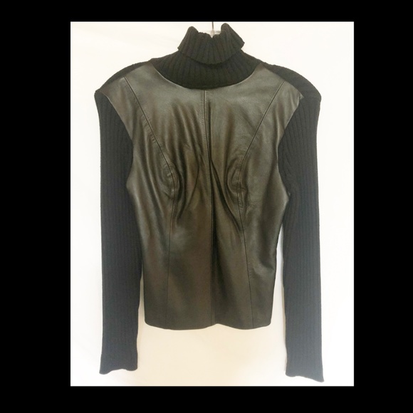 Lucidity Sweaters - Lucidity Black Leather Turtleneck Sweater
